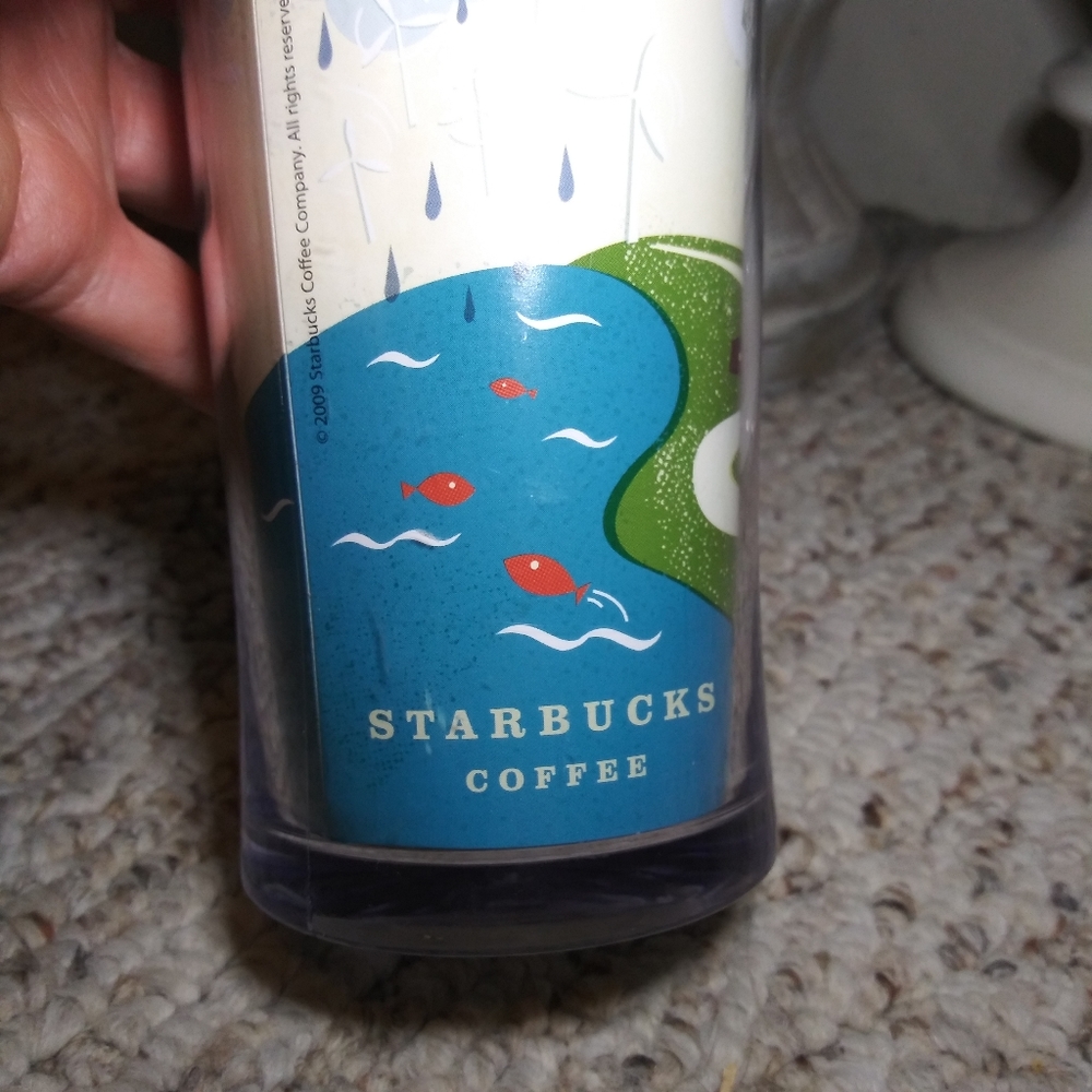 Rare 2009 Starbucks Cartoon Graphic City Plastic Travel Mug - Picture 4 of 10
